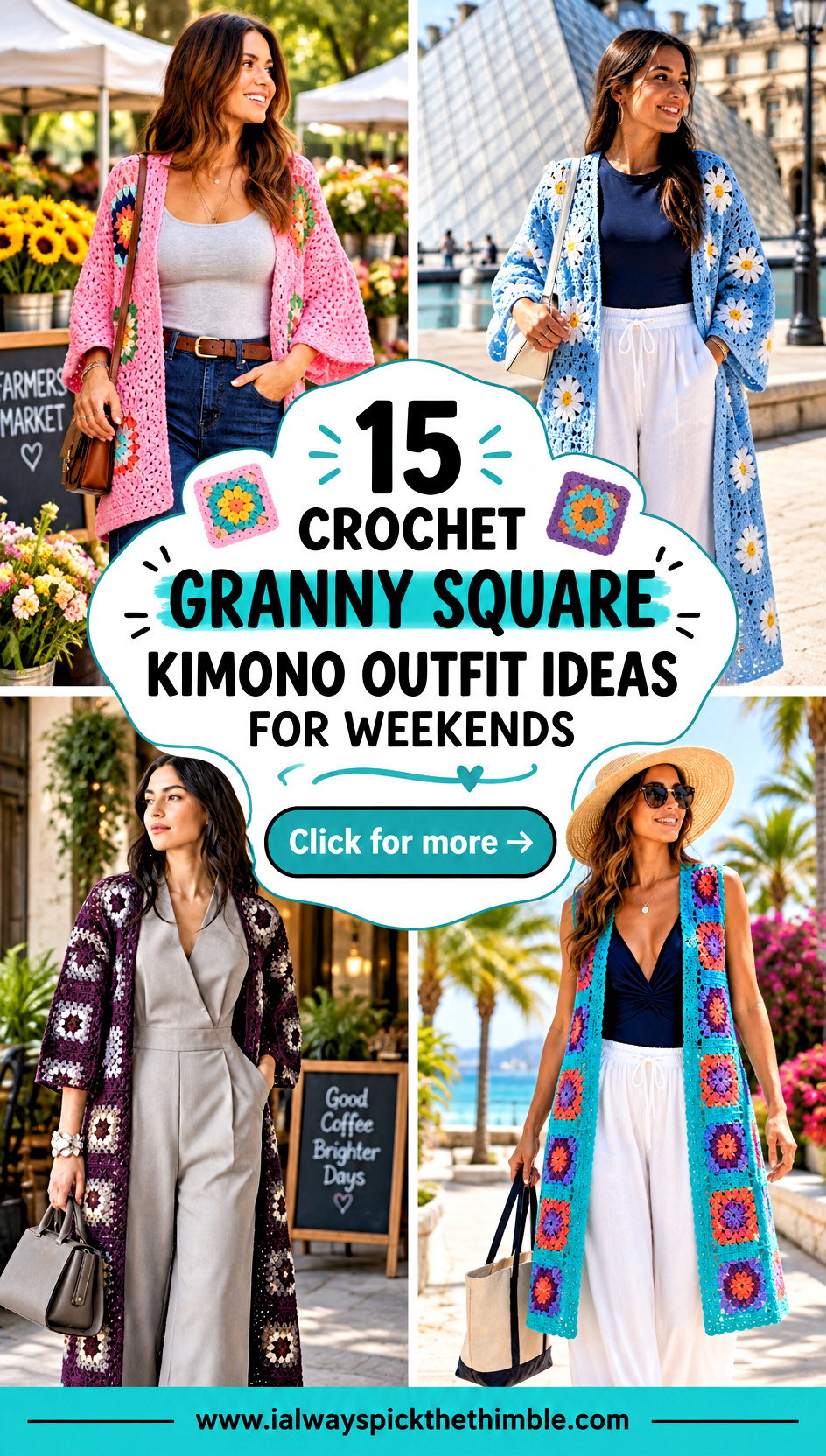 15 Crochet Granny Square Kimono Outfit Ideas for Weekends - 15 Crochet Granny Square Kimono Outfit Ideas for Weekends