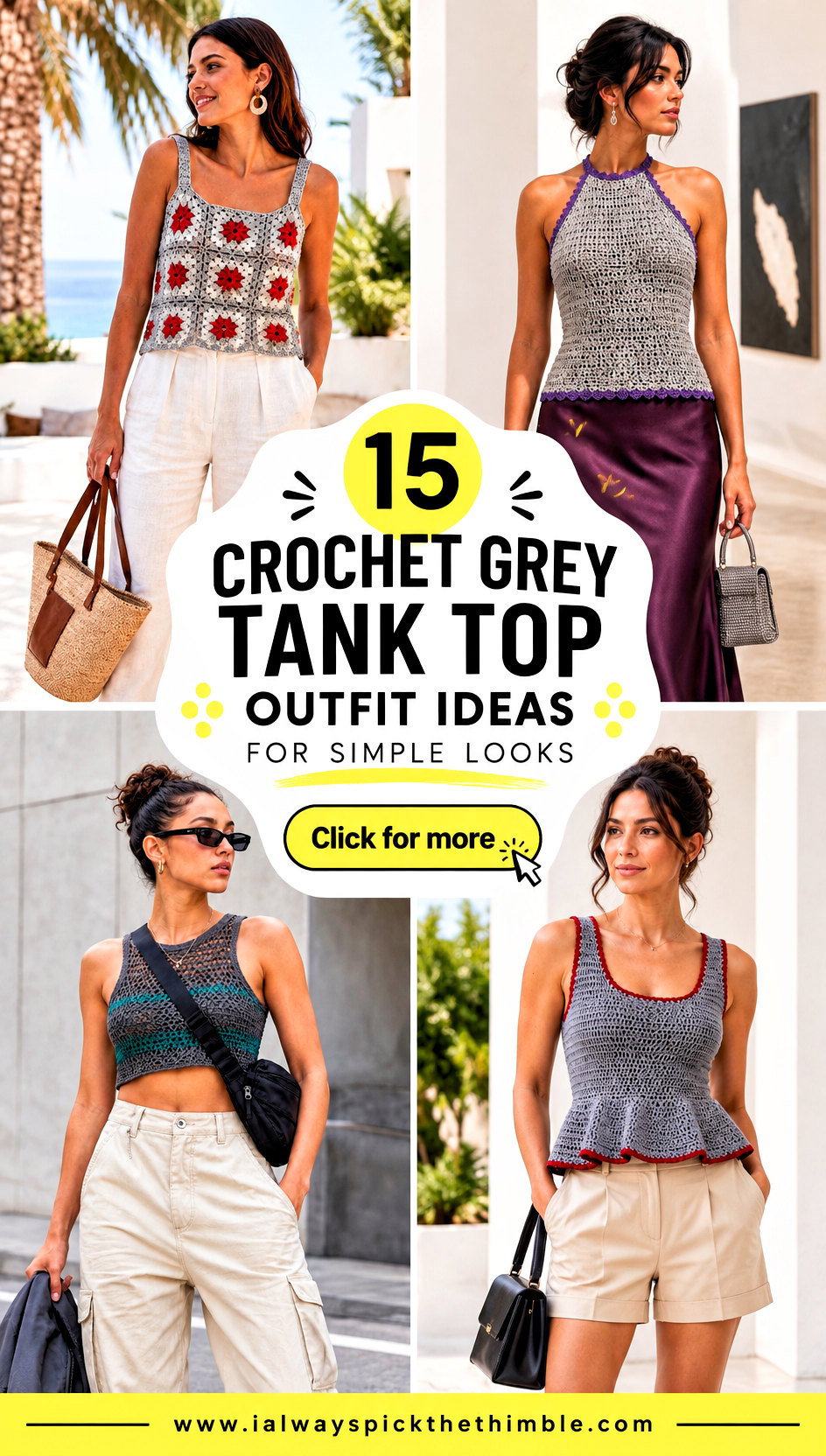 15 Crochet Grey Tank Top Outfit Ideas for Simple Looks - 15 Crochet Grey Tank Top Outfit Ideas for Simple Looks
