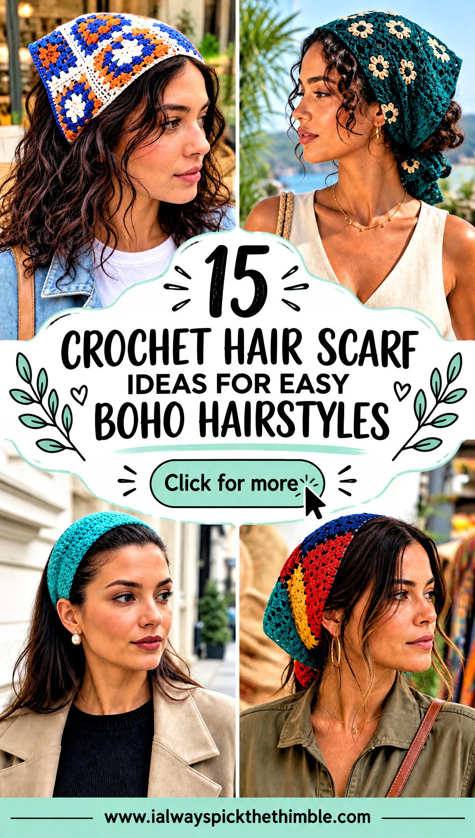 15 Crochet Hair Scarf Ideas for Easy Boho Hairstyles - 15 Crochet Hair Scarf Ideas for Easy Boho Hairstyles