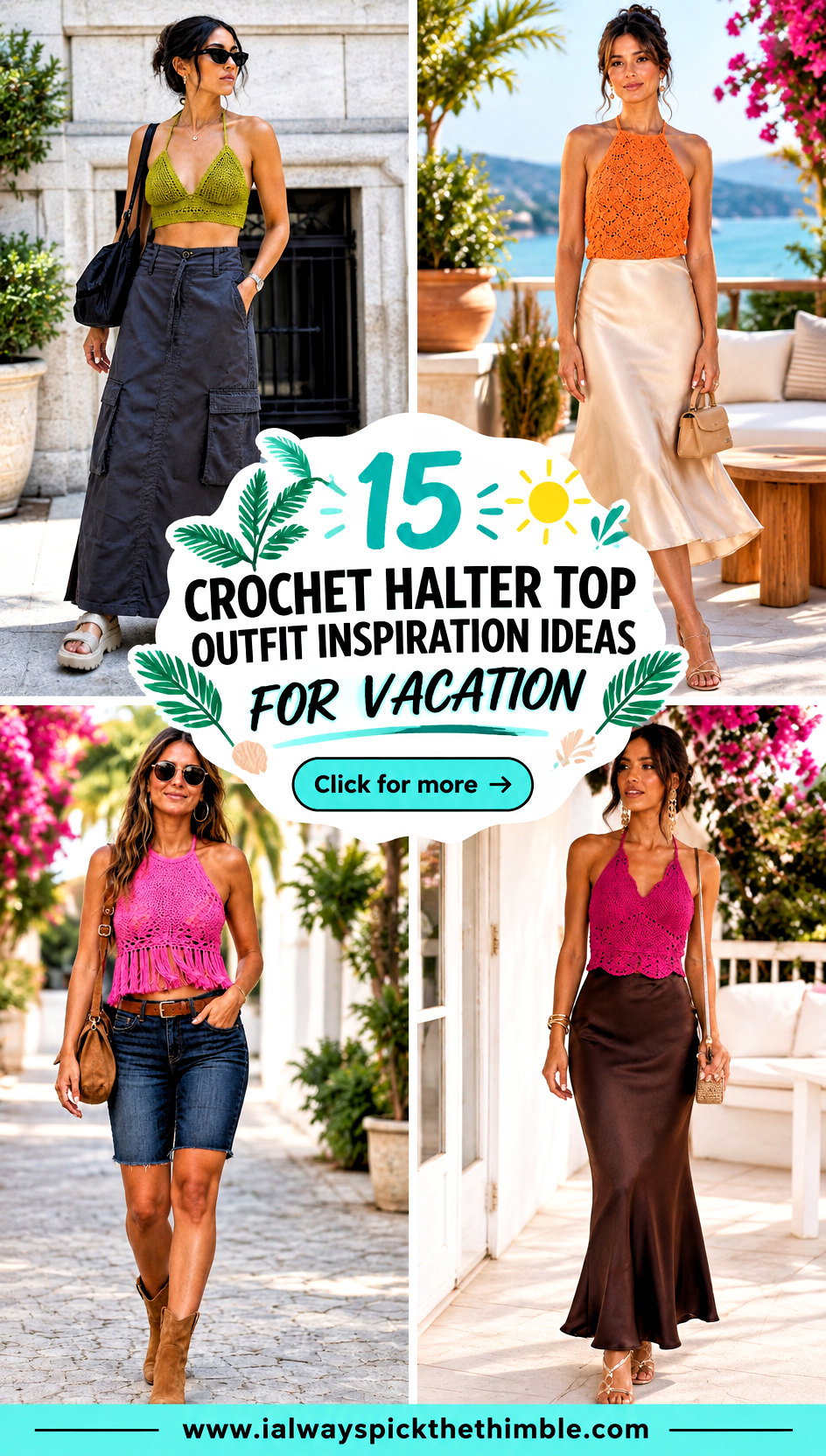15 Crochet Halter Top Outfit Inspiration Ideas for Vacation - 15 Crochet Halter Top Outfit Inspiration Ideas for Vacation