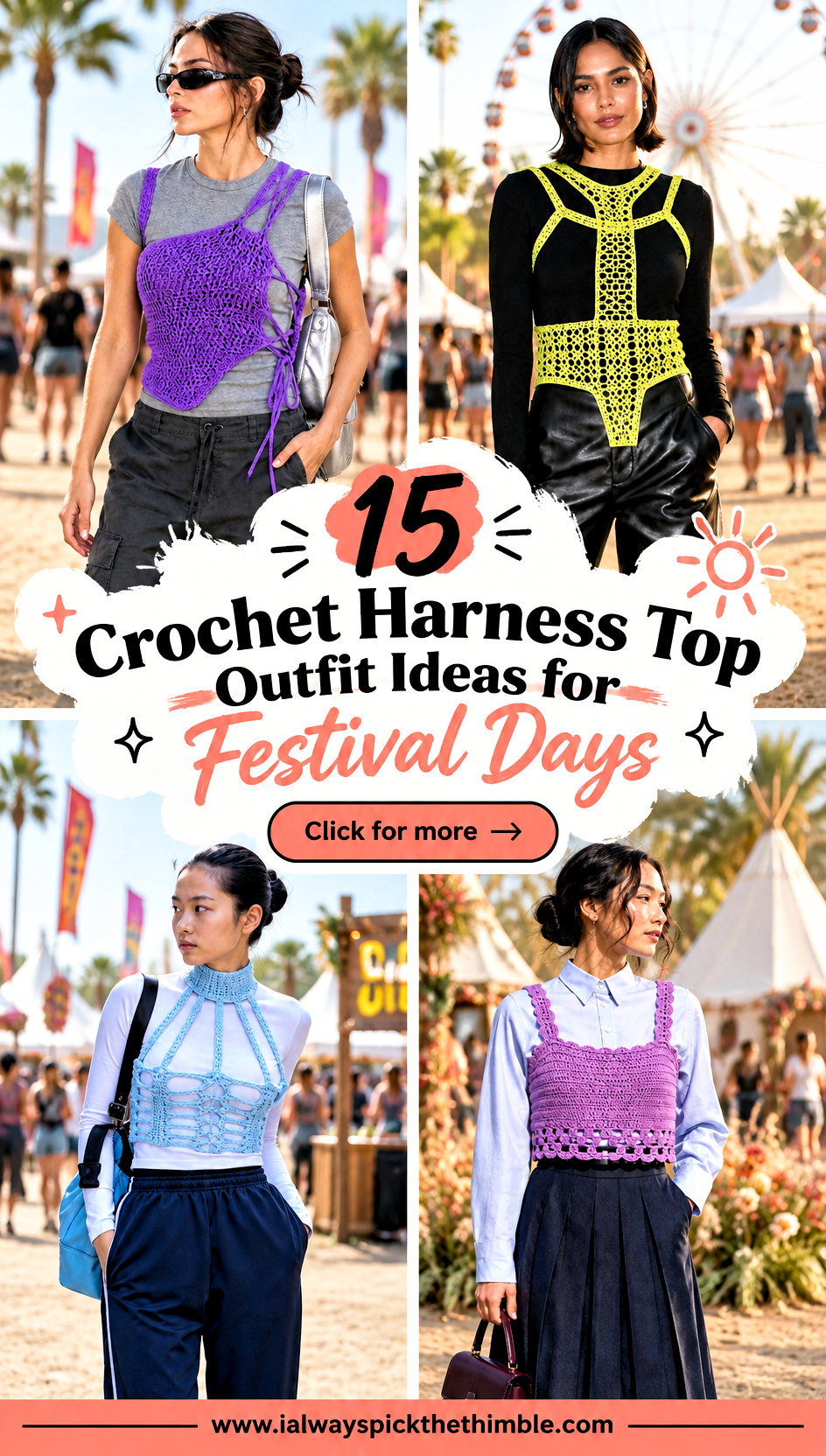 15 Crochet Harness Top Outfit Ideas for Festival Days - 15 Crochet Harness Top Outfit Ideas for Festival Days