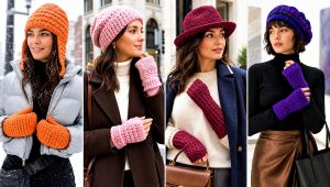 15 Crochet Hat and Gloves Outfit Ideas for Winter Walks