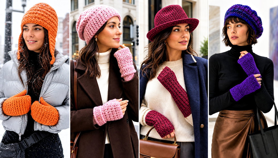 15 Crochet Hat and Gloves Outfit Ideas for Winter Walks