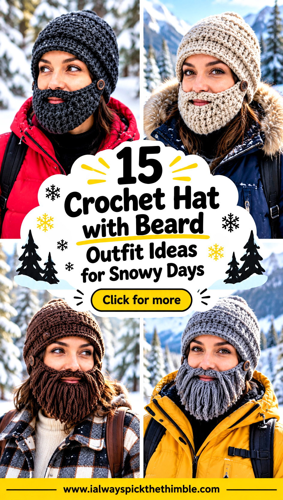 15 Crochet Hat with Beard Outfit Ideas for Snowy Days - 15 Crochet Hat with Beard Outfit Ideas for Snowy Days