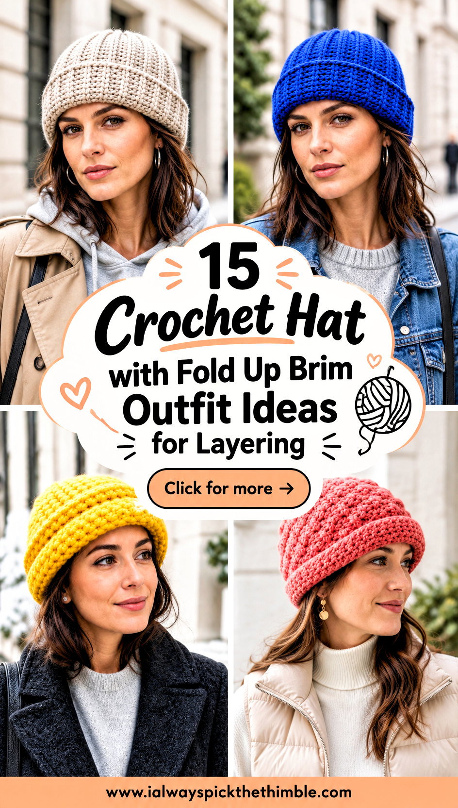 15 Crochet Hat with Fold Up Brim Outfit Ideas for Layering - 15 Crochet Hat with Fold Up Brim Outfit Ideas for Layering