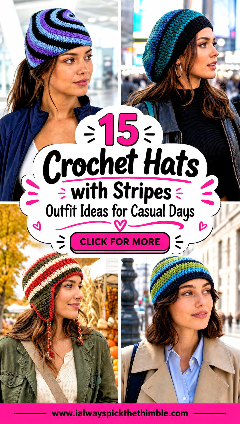 15 Crochet Hats with Stripes Outfit Ideas for Casual Days - 15 Crochet Hats with Stripes Outfit Ideas for Casual Days