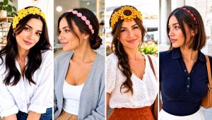 15 Crochet Headband with Flower Decoration Outfit Ideas