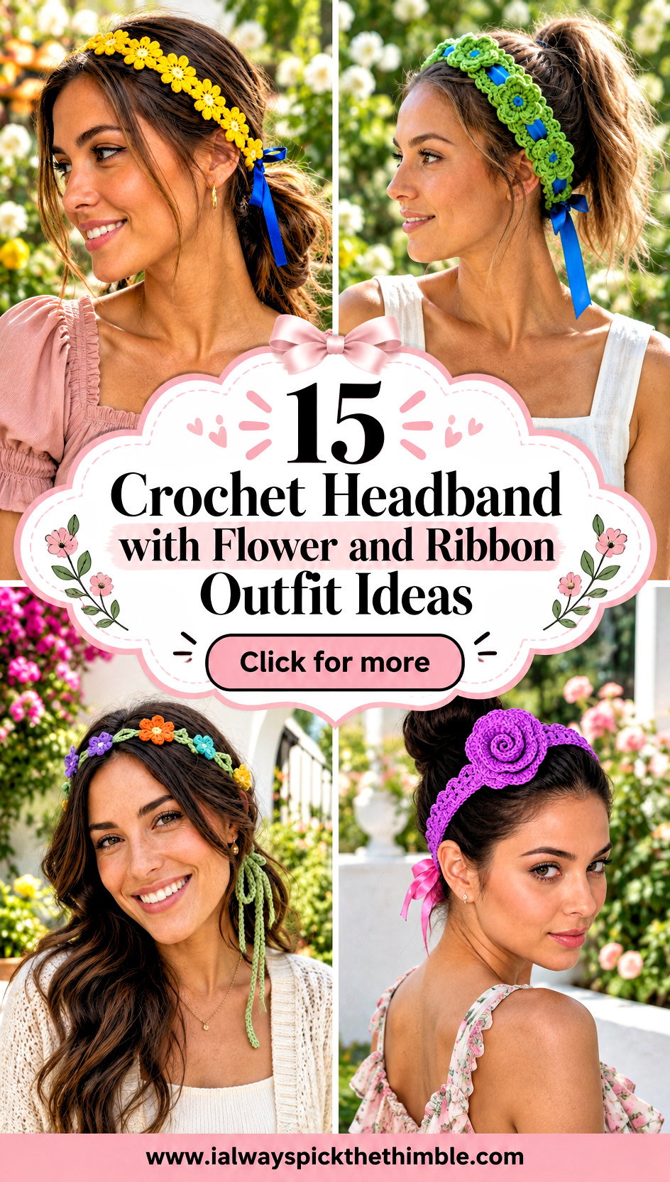 15 Crochet Headband with Flower and Ribbon Outfit Ideas - 15 Crochet Headband with Flower and Ribbon Outfit Ideas