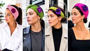 15 Crochet Headband with Purple Flower Outfit Ideas