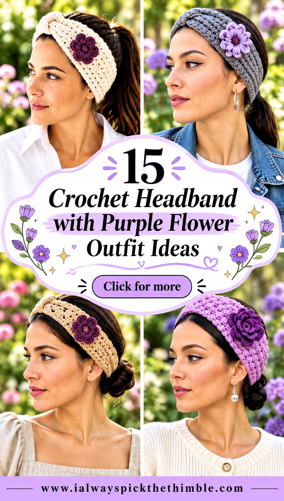 15 Crochet Headband with Purple Flower Outfit Ideas - 15 Crochet Headband with Purple Flower Outfit Ideas