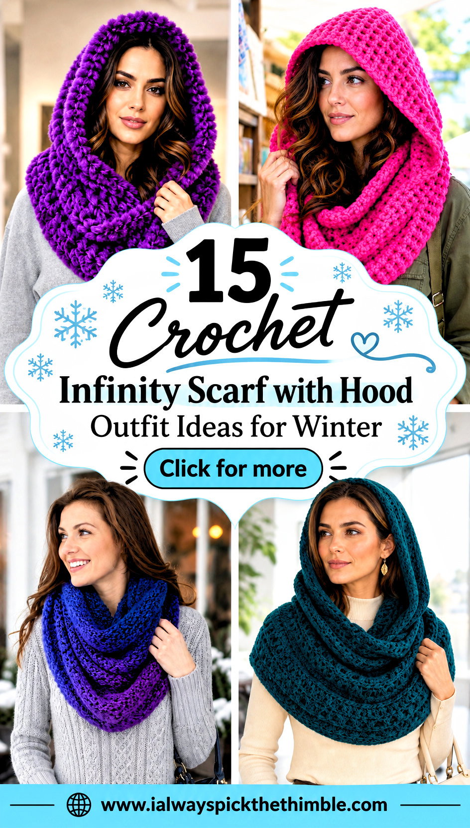 15 Crochet Infinity Scarf with Hood Outfit Ideas for Winter - 15 Crochet Infinity Scarf with Hood Outfit Ideas for Winter