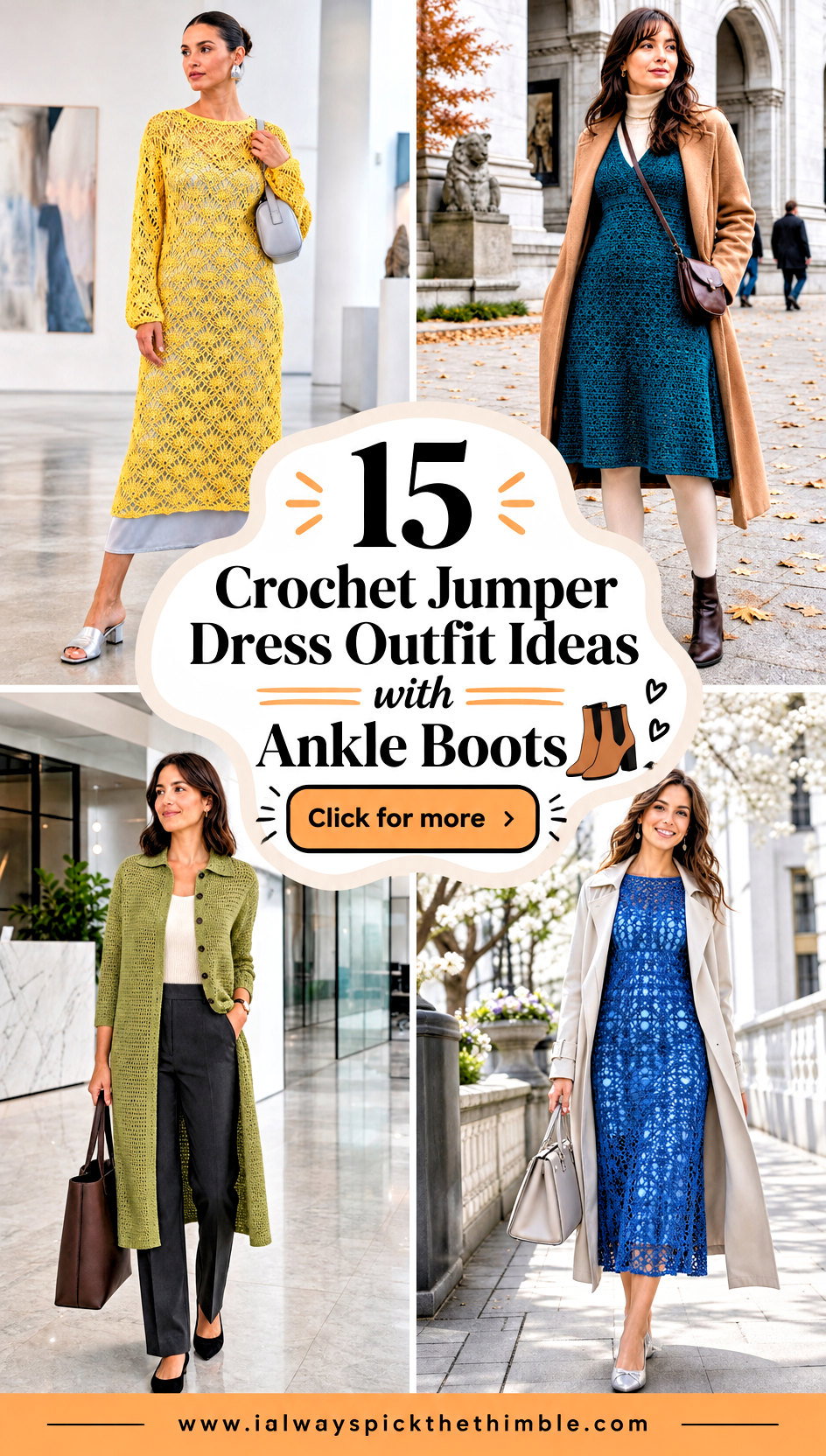 15 Crochet Jumper Dress Outfit Ideas with Ankle Boots - 15 Crochet Jumper Dress Outfit Ideas with Ankle Boots