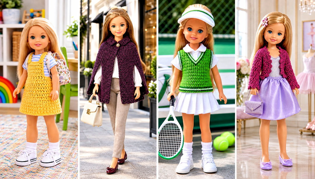 15 Crochet Kelly Doll Clothes and Outfit Ideas for Play
