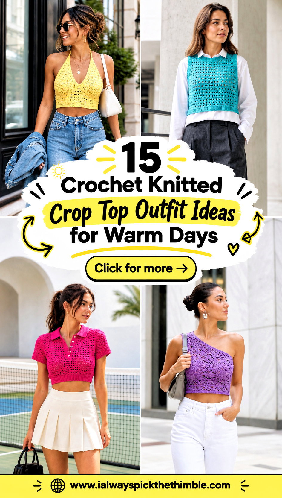 15 Crochet Knitted Crop Top Outfit Ideas for Warm Days - 15 Crochet Knitted Crop Top Outfit Ideas for Warm Days