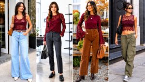 15 Crochet Lace Top in Burgundy Outfit Ideas with Denim