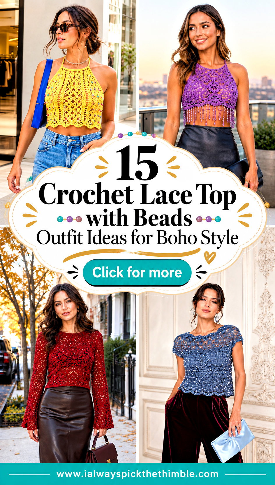 15 Crochet Lace Top with Beads Outfit Ideas for Boho Style - 15 Crochet Lace Top with Beads Outfit Ideas for Boho Style