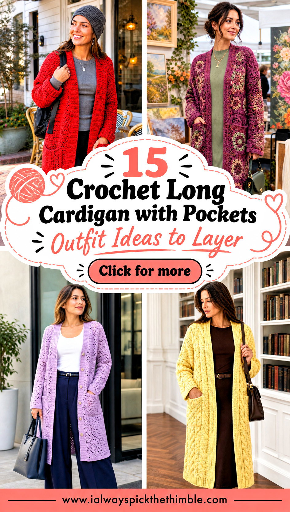15 Crochet Long Cardigan with Pockets Outfit Ideas to Layer - 15 Crochet Long Cardigan with Pockets Outfit Ideas to Layer