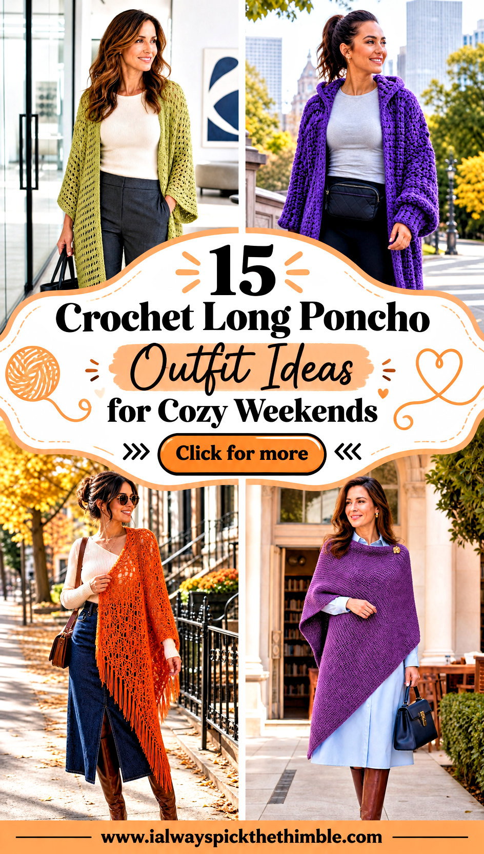 15 Crochet Long Poncho Outfit Ideas for Cozy Weekends - 15 Crochet Long Poncho Outfit Ideas for Cozy Weekends
