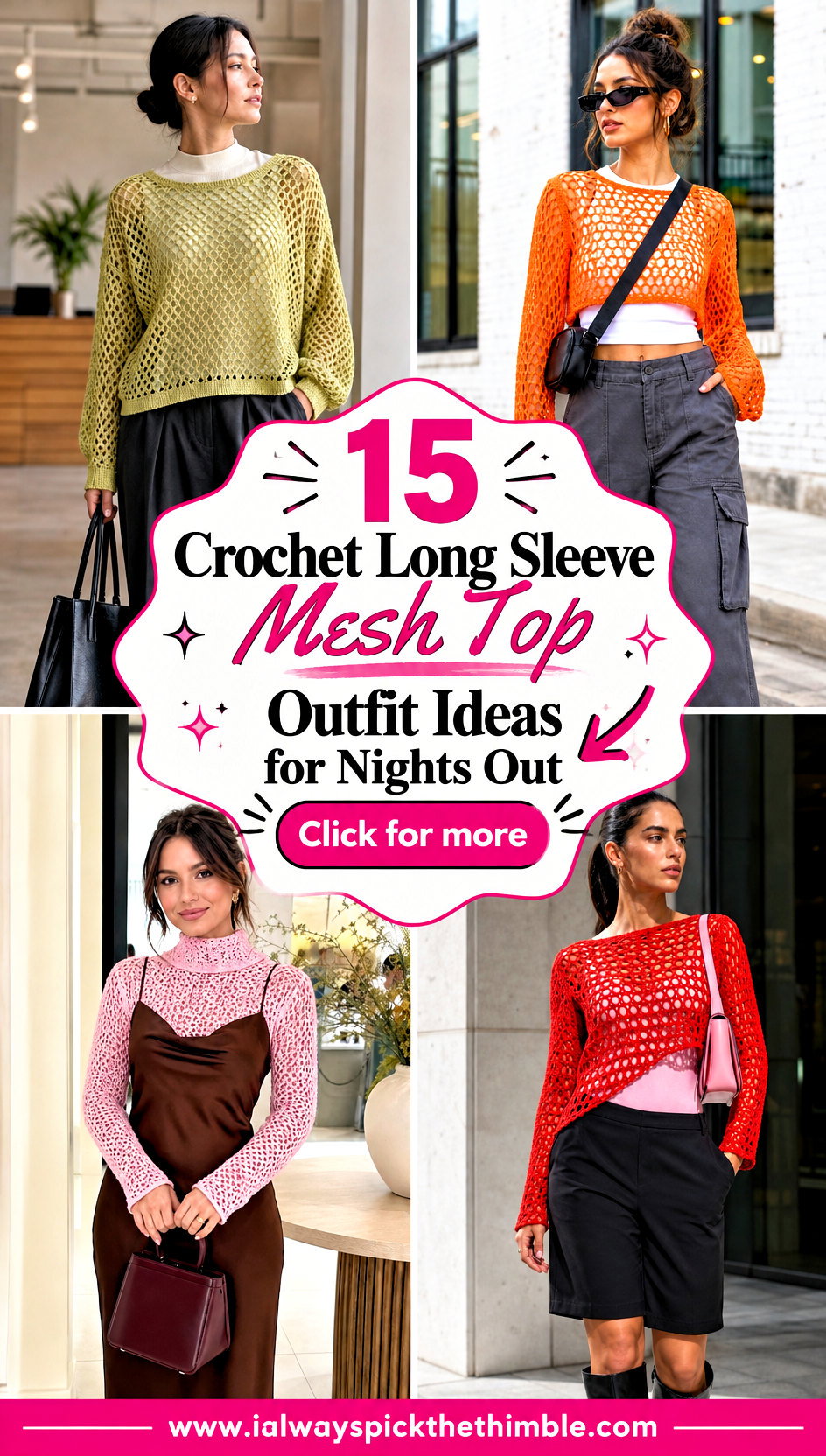 15 Crochet Long Sleeve Mesh Top Outfit Ideas for Nights Out - 15 Crochet Long Sleeve Mesh Top Outfit Ideas for Nights Out