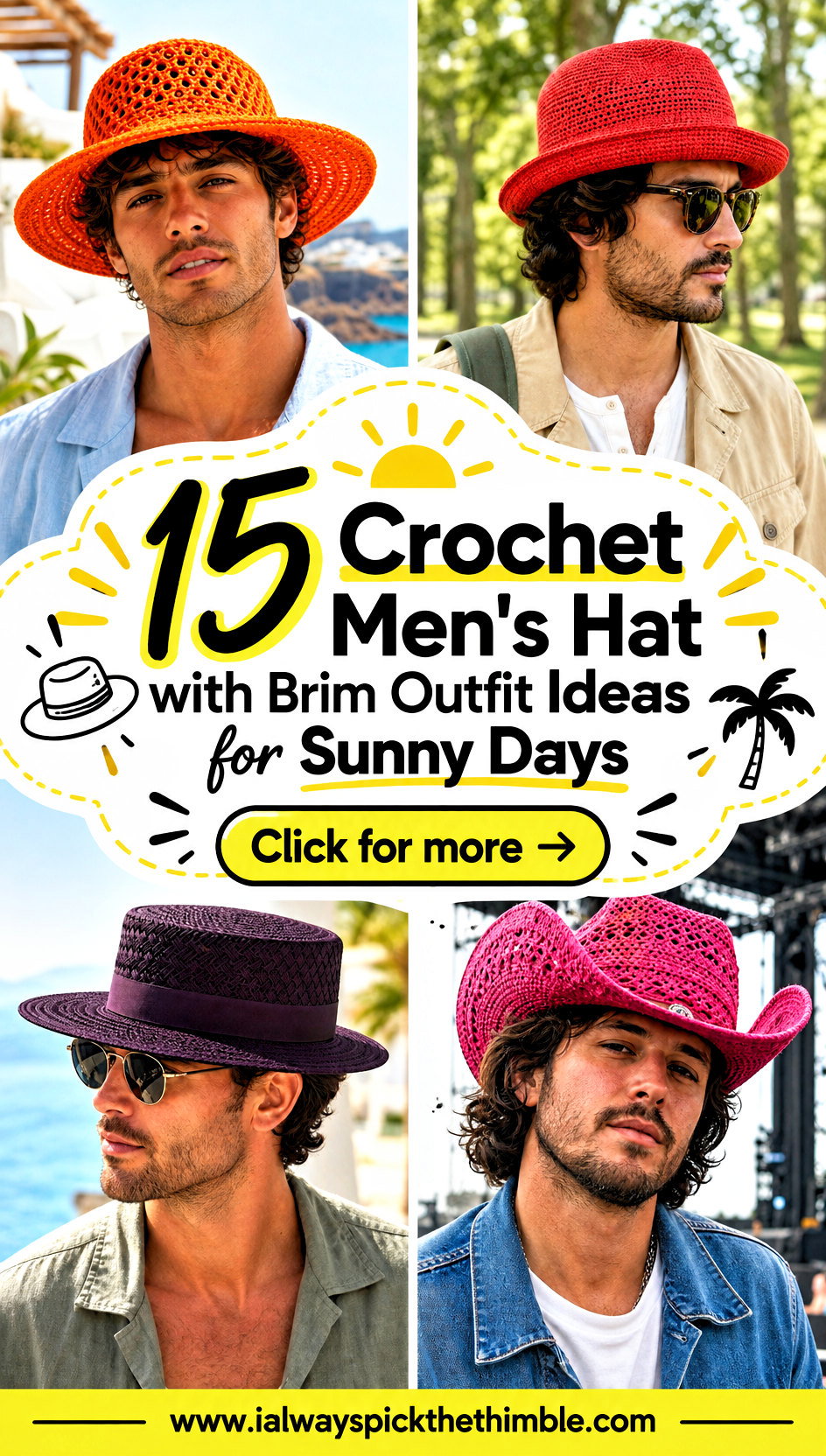 15 Crochet Mens Hat with Brim Outfit Ideas for Sunny Days - 15 Crochet Men’s Hat with Brim Outfit Ideas for Sunny Days