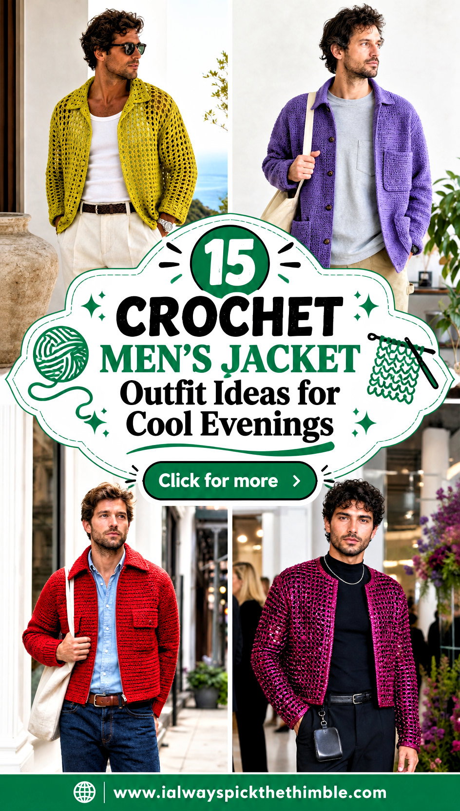 15 Crochet Mens Jacket Outfit Ideas for Cool Evenings - 15 Crochet Men’s Jacket Outfit Ideas for Cool Evenings