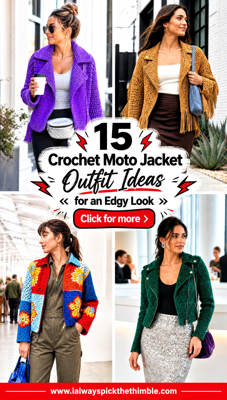 15 Crochet Moto Jacket Outfit Ideas for an Edgy Look - 15 Crochet Moto Jacket Outfit Ideas for an Edgy Look