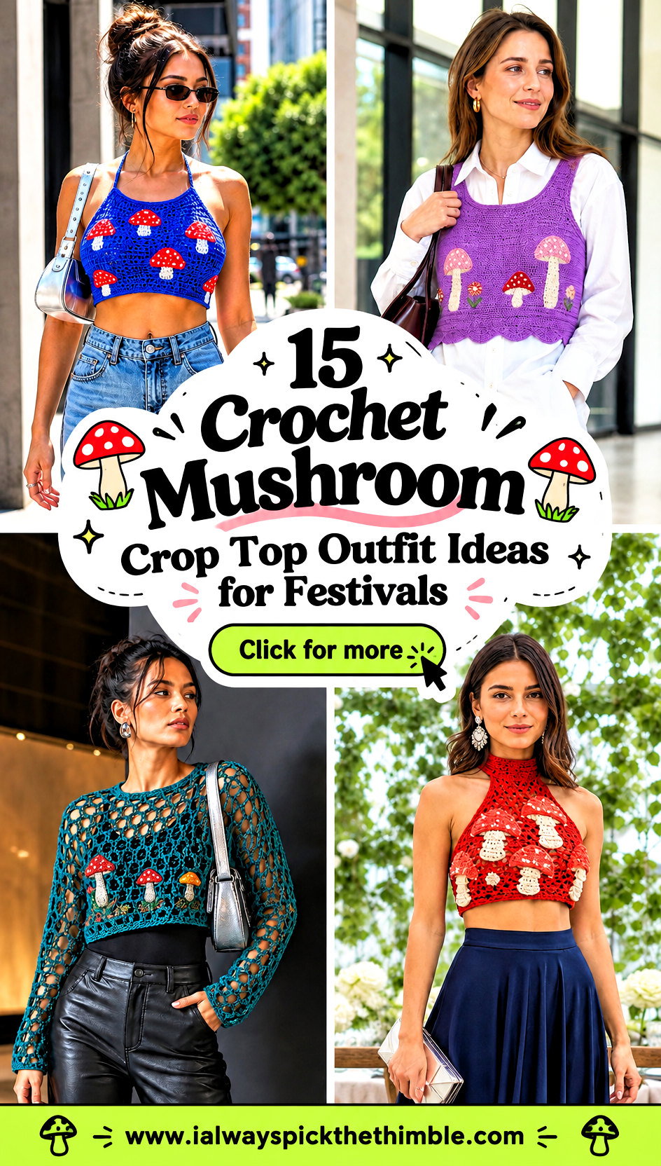15 Crochet Mushroom Crop Top Outfit Ideas for Festivals - 15 Crochet Mushroom Crop Top Outfit Ideas for Festivals