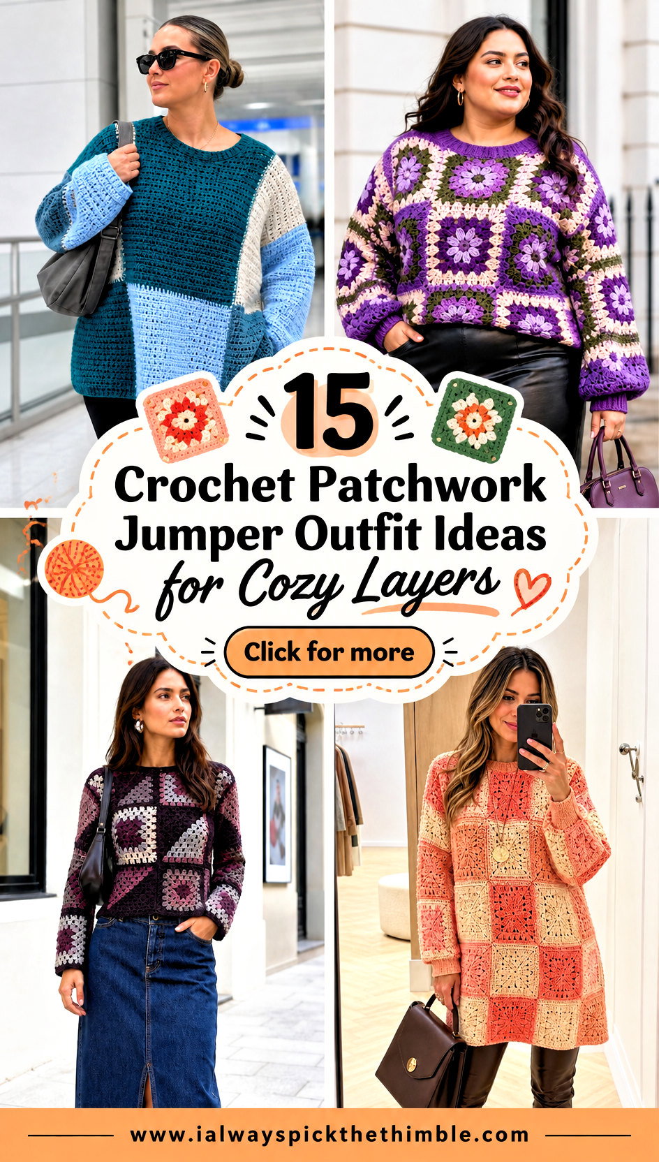 15 Crochet Patchwork Jumper Outfit Ideas for Cozy Layers - 15 Crochet Patchwork Jumper Outfit Ideas for Cozy Layers