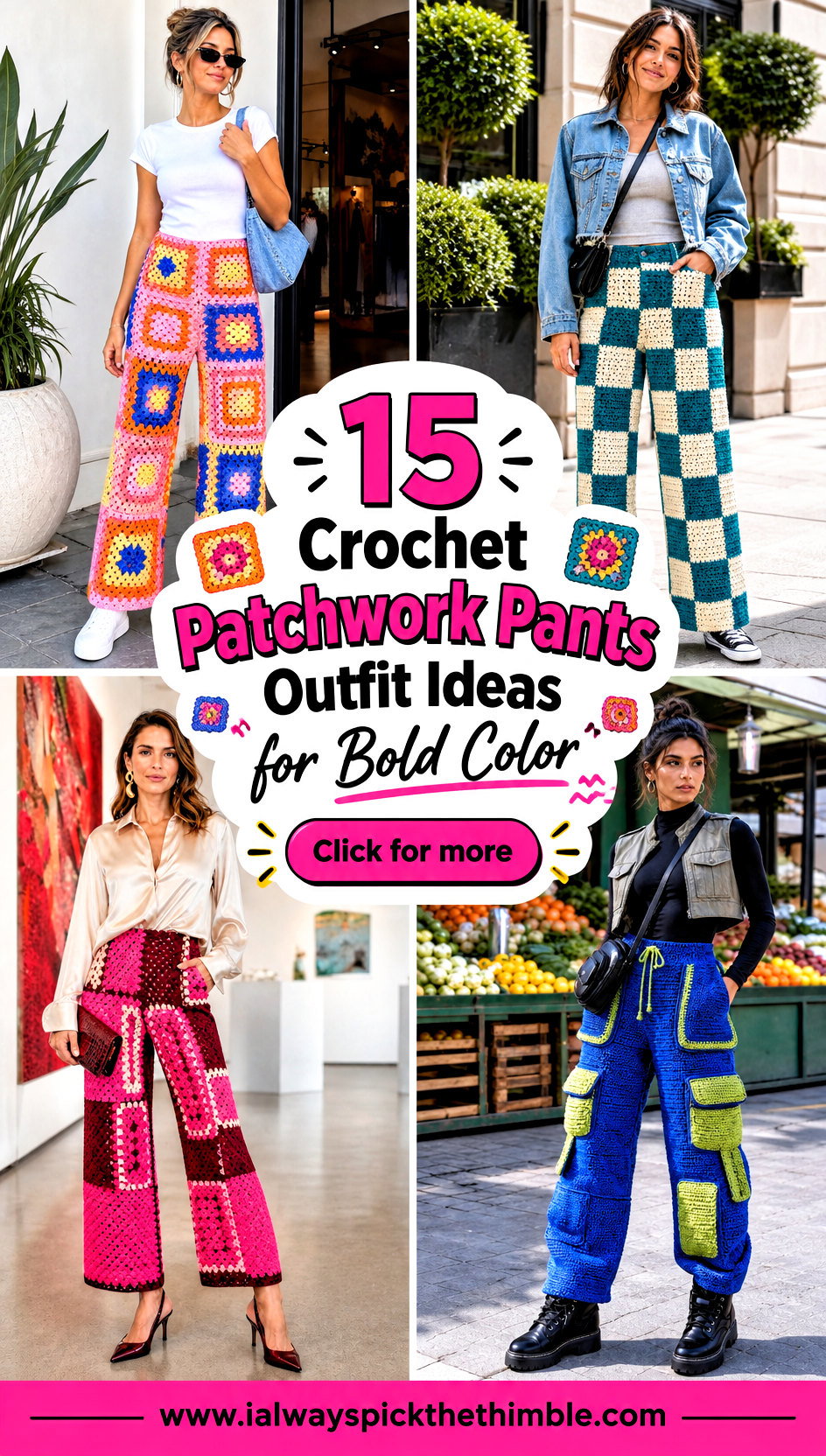 15 Crochet Patchwork Pants Outfit Ideas for Bold Color - 15 Crochet Patchwork Pants Outfit Ideas for Bold Color