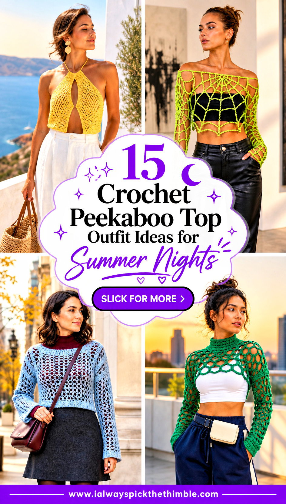 15 Crochet Peekaboo Top Outfit Ideas for Summer Nights - 15 Crochet Peekaboo Top Outfit Ideas for Summer Nights
