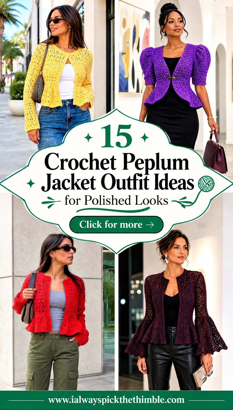 15 Crochet Peplum Jacket Outfit Ideas for Polished Looks - 15 Crochet Peplum Jacket Outfit Ideas for Polished Looks