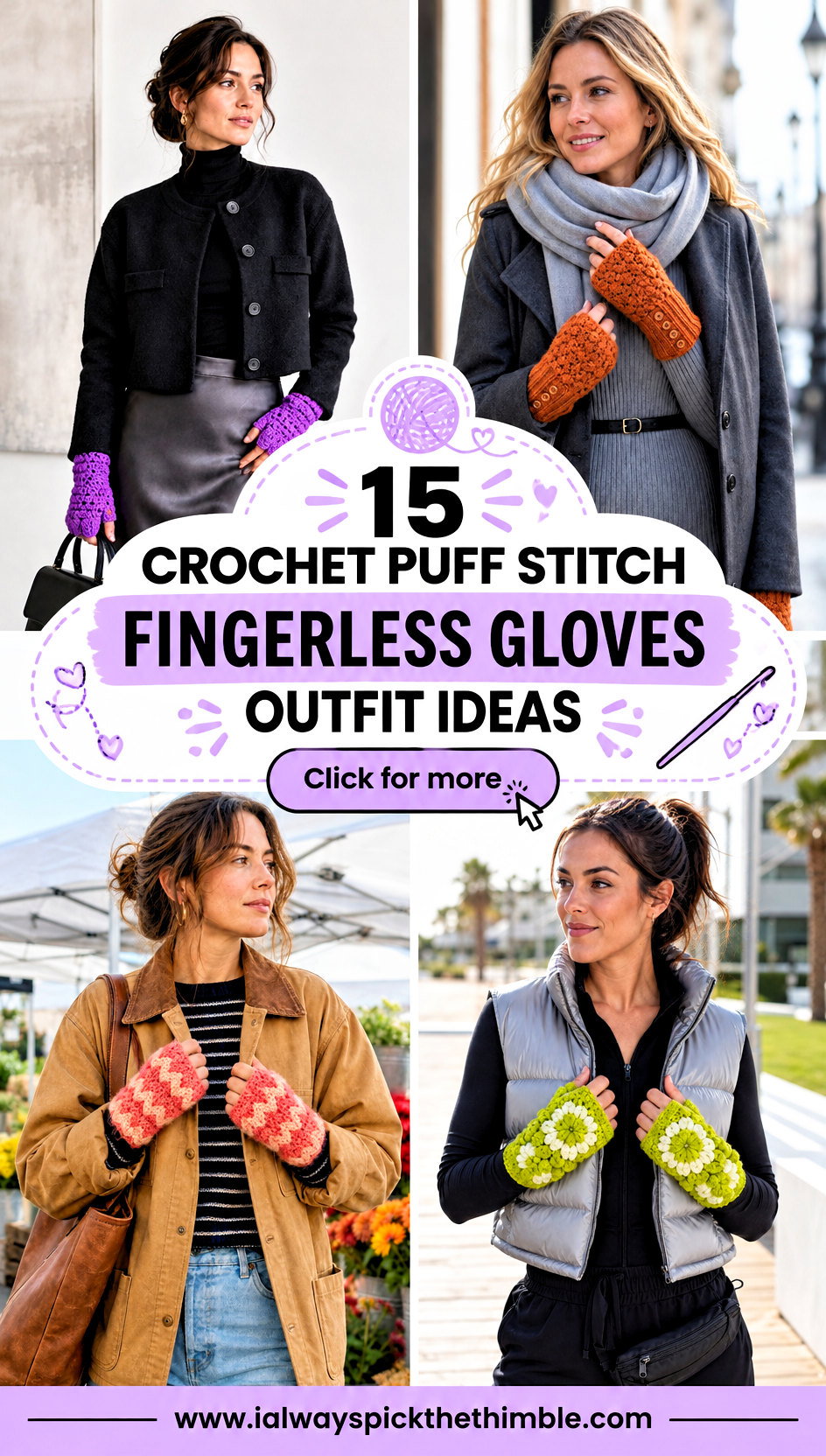 15 Crochet Puff Stitch Fingerless Gloves Outfit Ideas - 15 Crochet Puff Stitch Fingerless Gloves Outfit Ideas