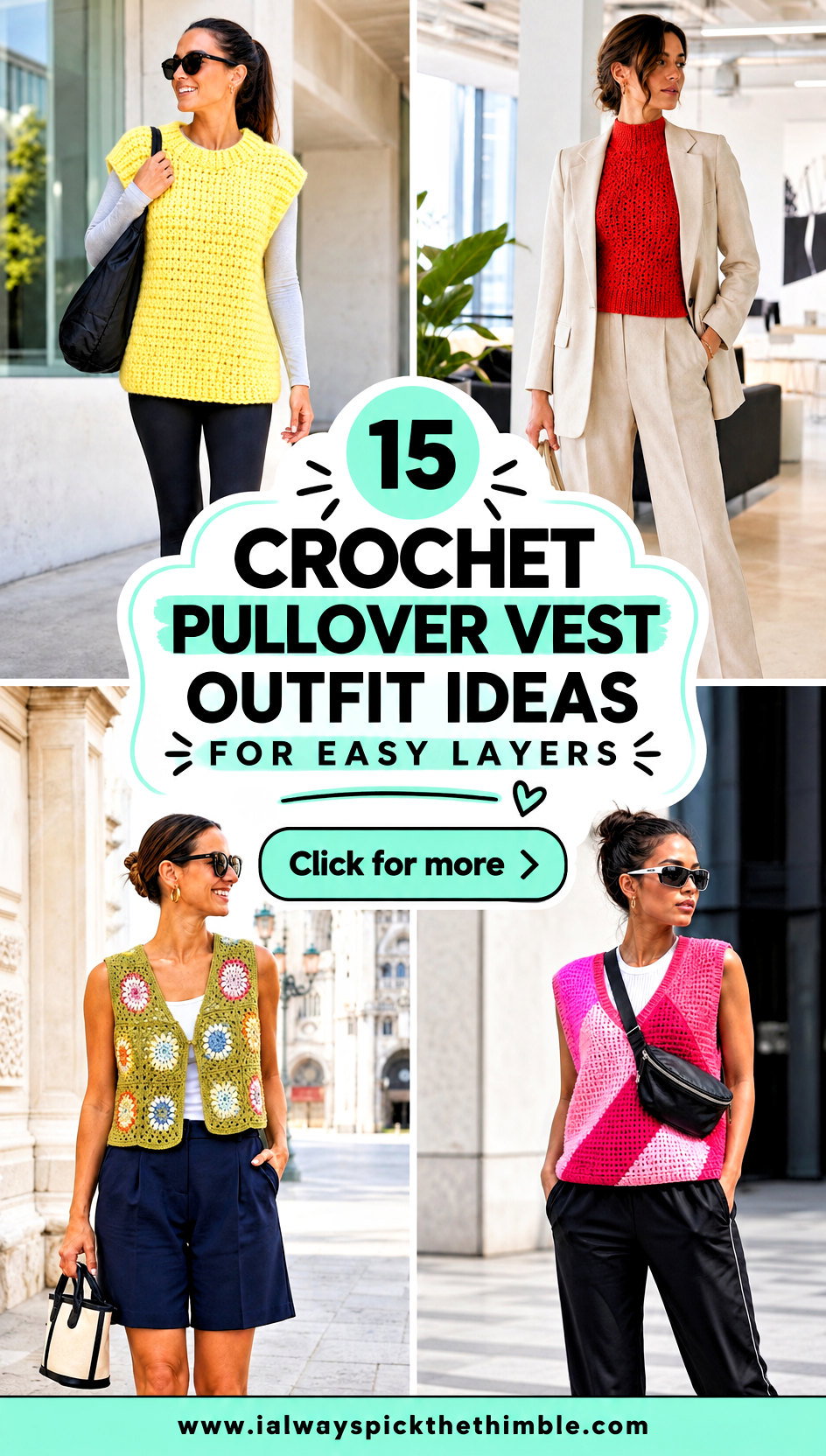 15 Crochet Pullover Vest Outfit Ideas for Easy Layers - 15 Crochet Pullover Vest Outfit Ideas for Easy Layers