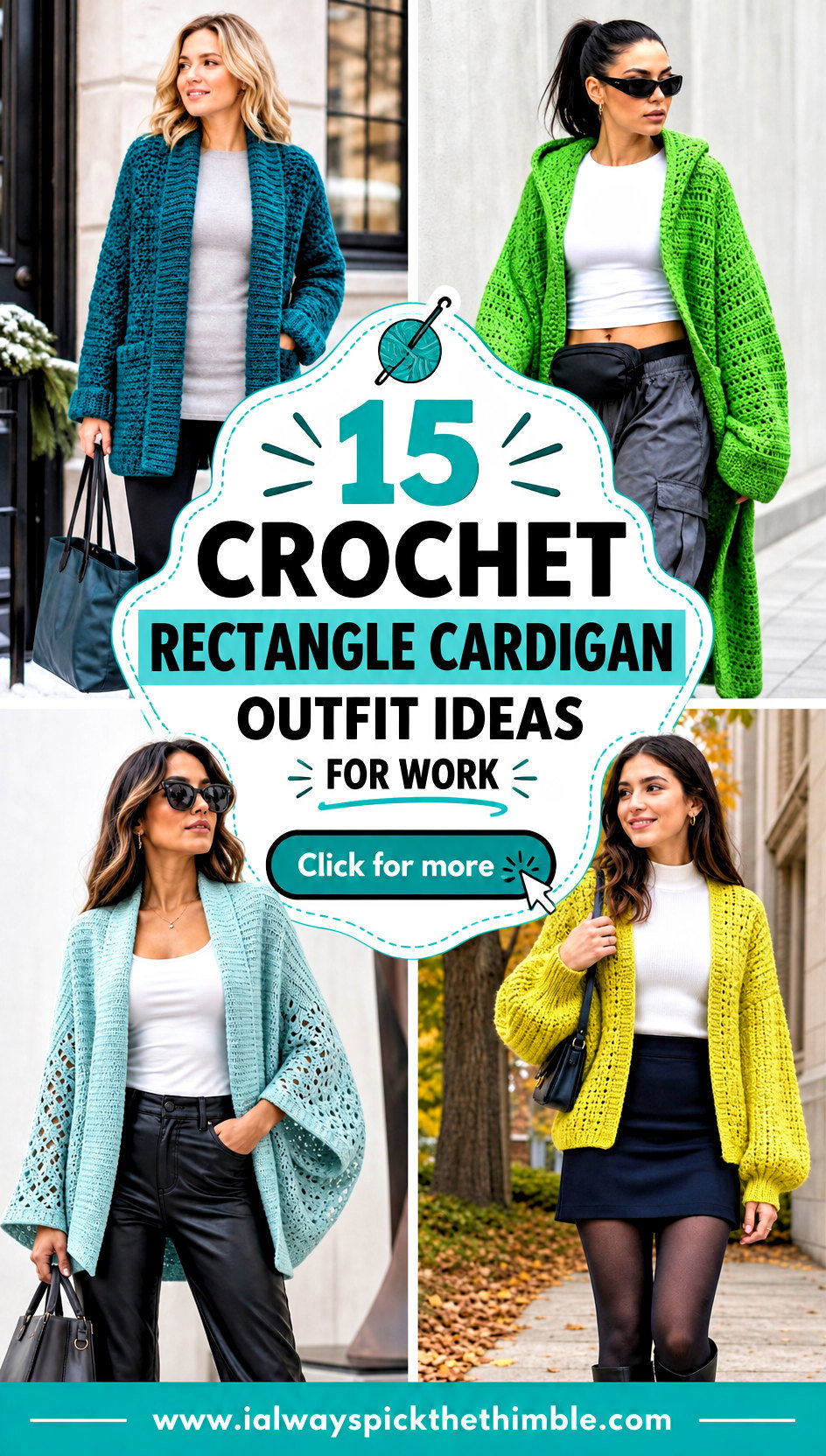 15 Crochet Rectangle Cardigan Outfit Ideas for Work - 15 Crochet Rectangle Cardigan Outfit Ideas for Work