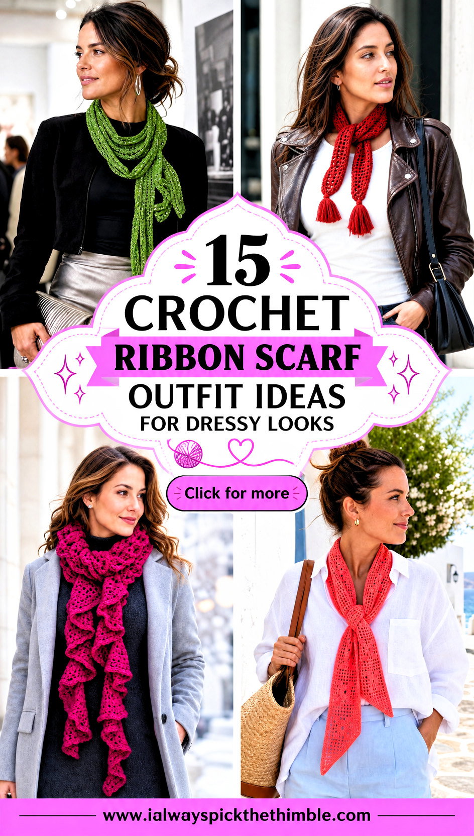 15 Crochet Ribbon Scarf Outfit Ideas for Dressy Looks - 15 Crochet Ribbon Scarf Outfit Ideas for Dressy Looks