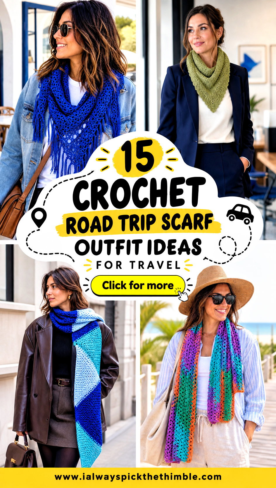15 Crochet Road Trip Scarf Outfit Ideas for Travel - 15 Crochet Road Trip Scarf Outfit Ideas for Travel