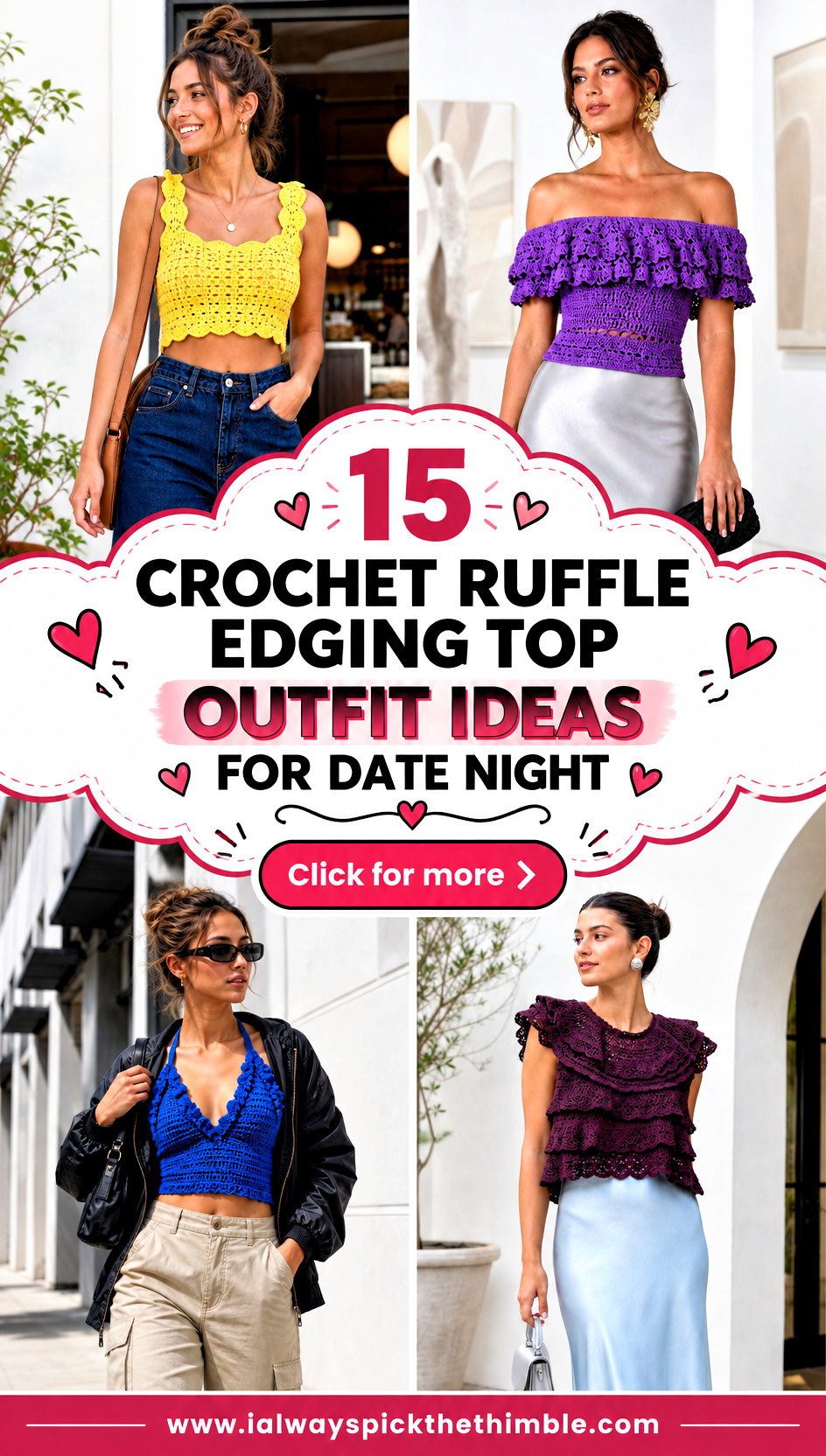 15 Crochet Ruffle Edging Top Outfit Ideas for Date Night - 15 Crochet Ruffle Edging Top Outfit Ideas for Date Night