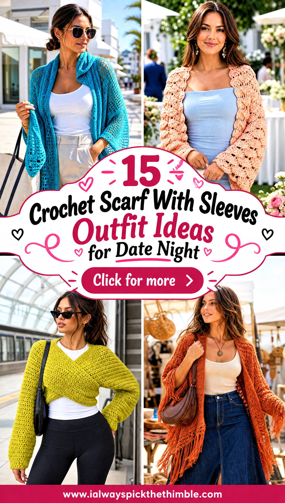 15 Crochet Scarf With Sleeves Outfit Ideas for Date Night - 15 Crochet Scarf With Sleeves Outfit Ideas for Date Night