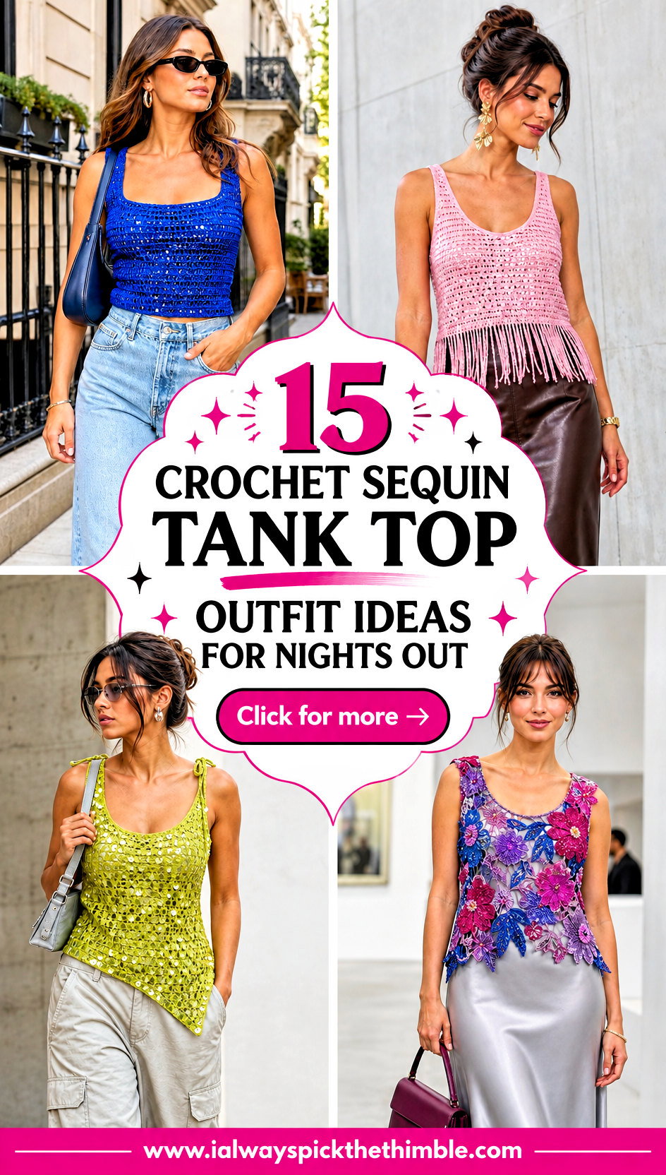 15 Crochet Sequin Tank Top Outfit Ideas for Nights Out - 15 Crochet Sequin Tank Top Outfit Ideas for Nights Out