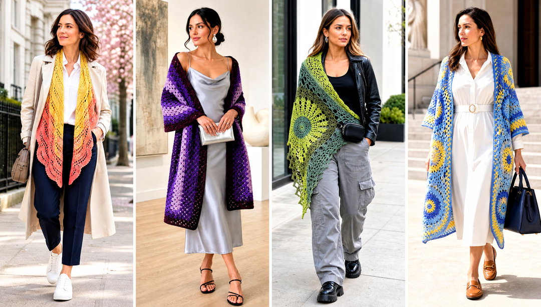 15 Crochet Shawl Mandala Yarn Outfit Ideas for Fall Days