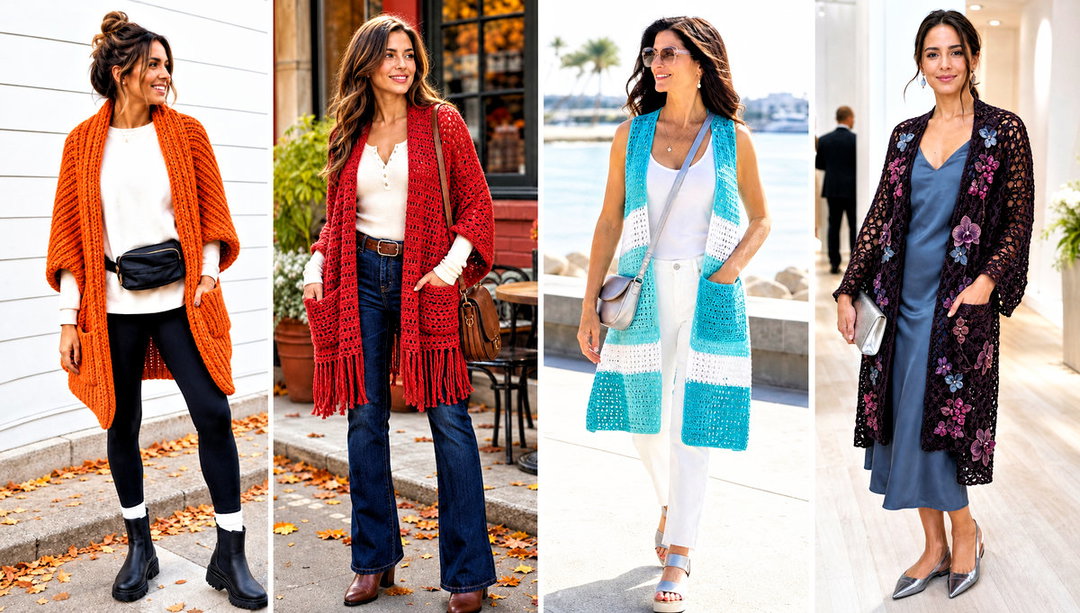 15 Crochet Shawls and Wraps With Pockets Outfit Ideas