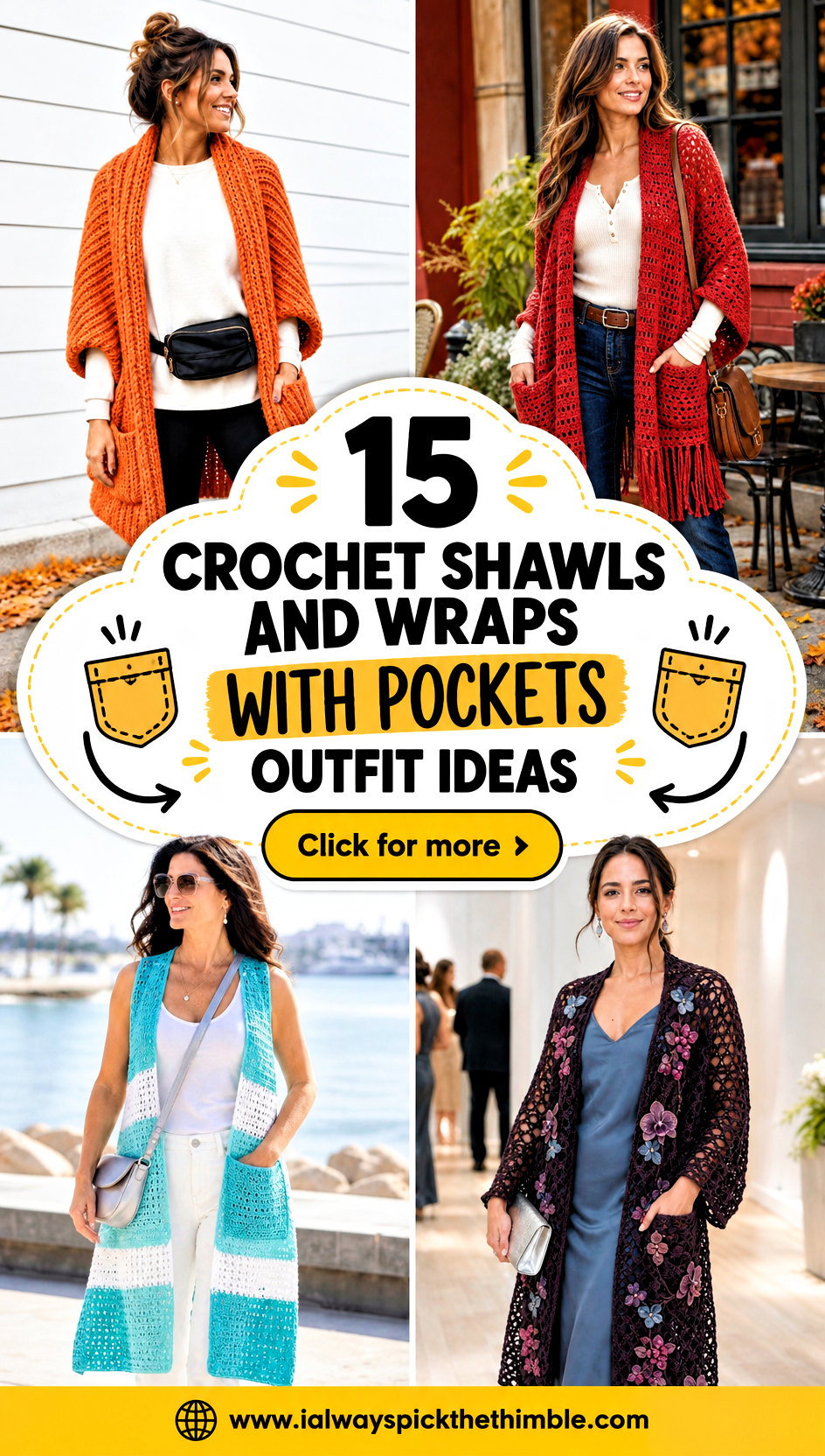15 Crochet Shawls and Wraps With Pockets Outfit Ideas - 15 Crochet Shawls and Wraps With Pockets Outfit Ideas