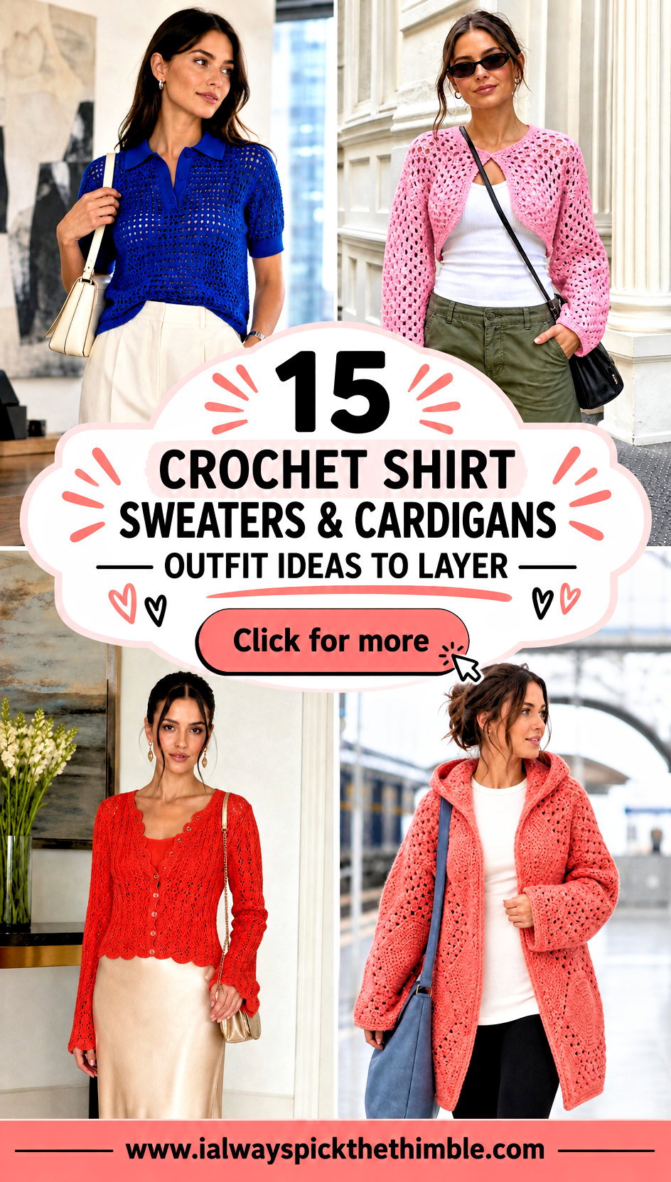 15 Crochet Shirt Sweaters and Cardigans Outfit Ideas to Layer - 15 Crochet Shirt Sweaters & Cardigans Outfit Ideas to Layer