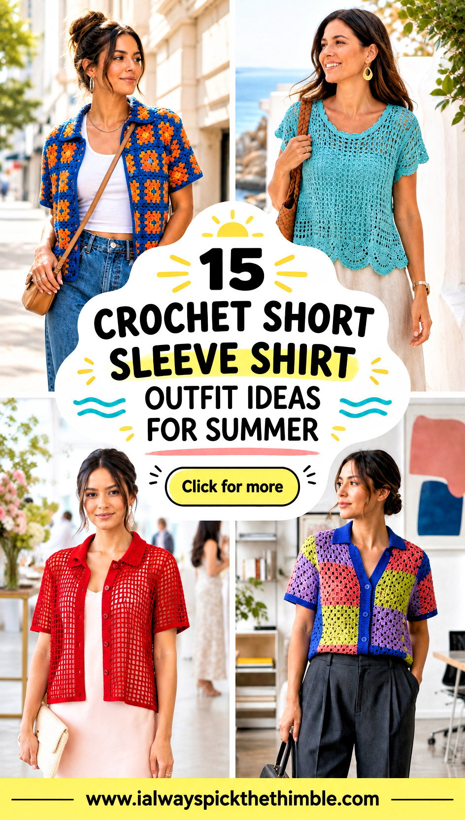 15 Crochet Short Sleeve Shirt Outfit Ideas for Summer - 15 Crochet Short Sleeve Shirt Outfit Ideas for Summer