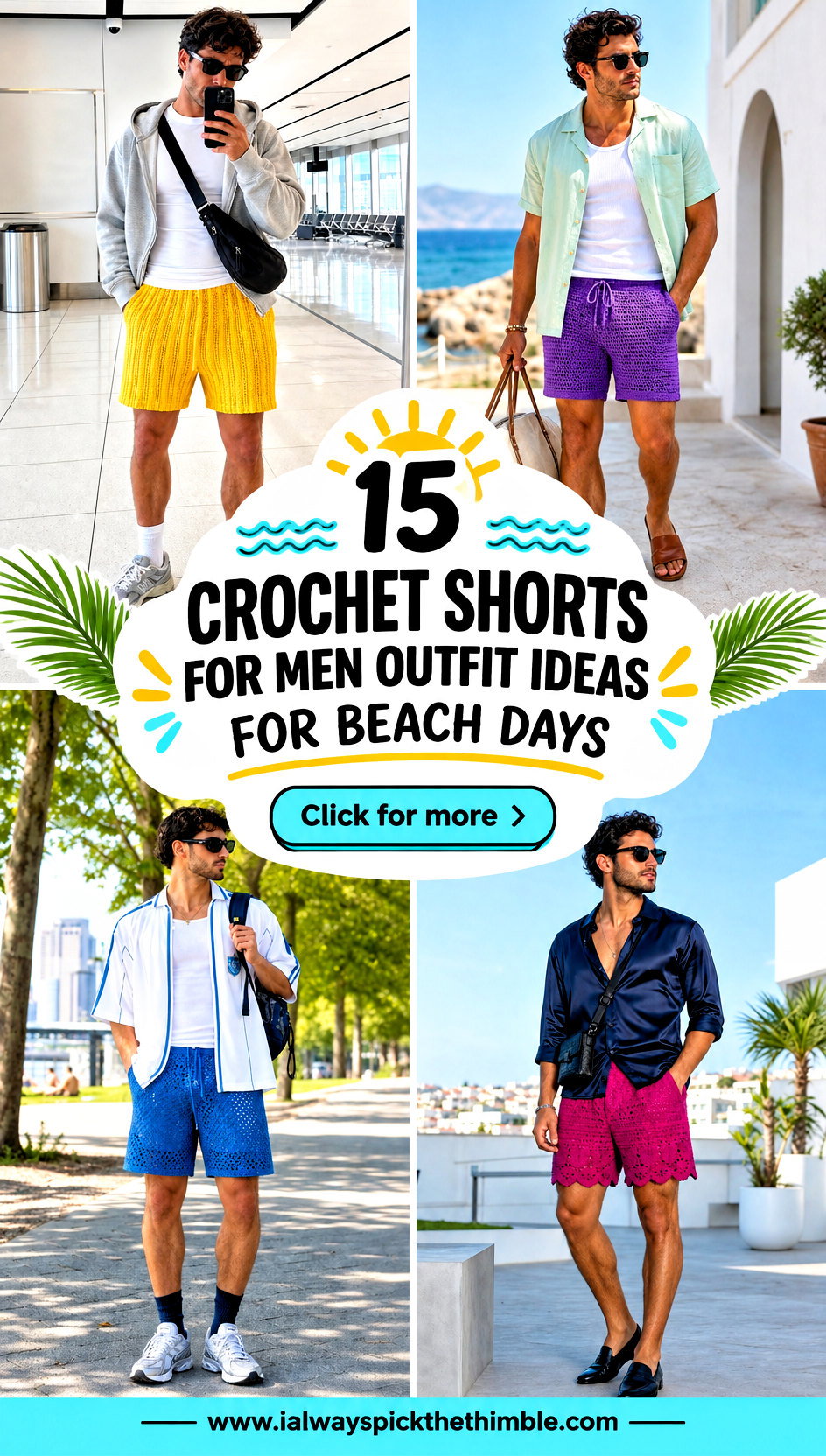 15 Crochet Shorts for Men Outfit Ideas for Beach Days - 15 Crochet Shorts for Men Outfit Ideas for Beach Days