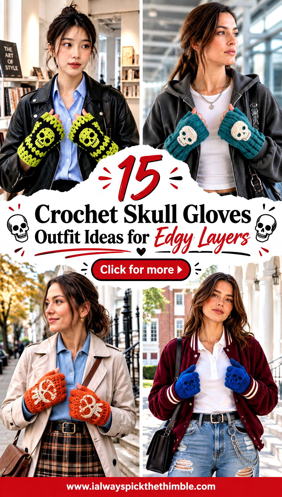 15 Crochet Skull Gloves Outfit Ideas for Edgy Layers - 15 Crochet Skull Gloves Outfit Ideas for Edgy Layers