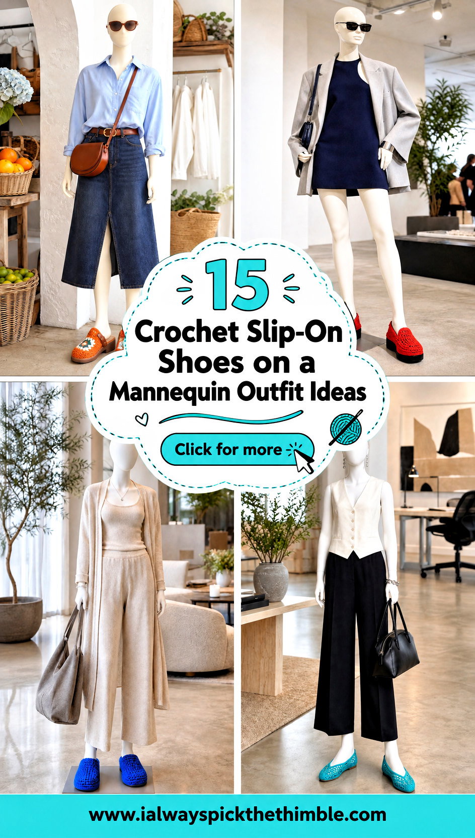 15 Crochet Slip-On Shoes on a Mannequin Outfit Ideas - 15 Crochet Slip-On Shoes on a Mannequin Outfit Ideas