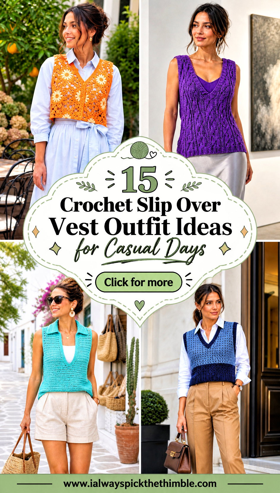 15 Crochet Slip Over Vest Outfit Ideas for Casual Days - 15 Crochet Slip Over Vest Outfit Ideas for Casual Days