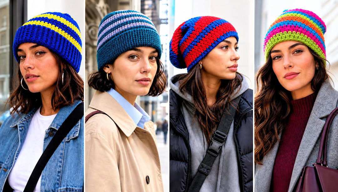 15 Crochet Striped Beanies Outfit Ideas for Street Style