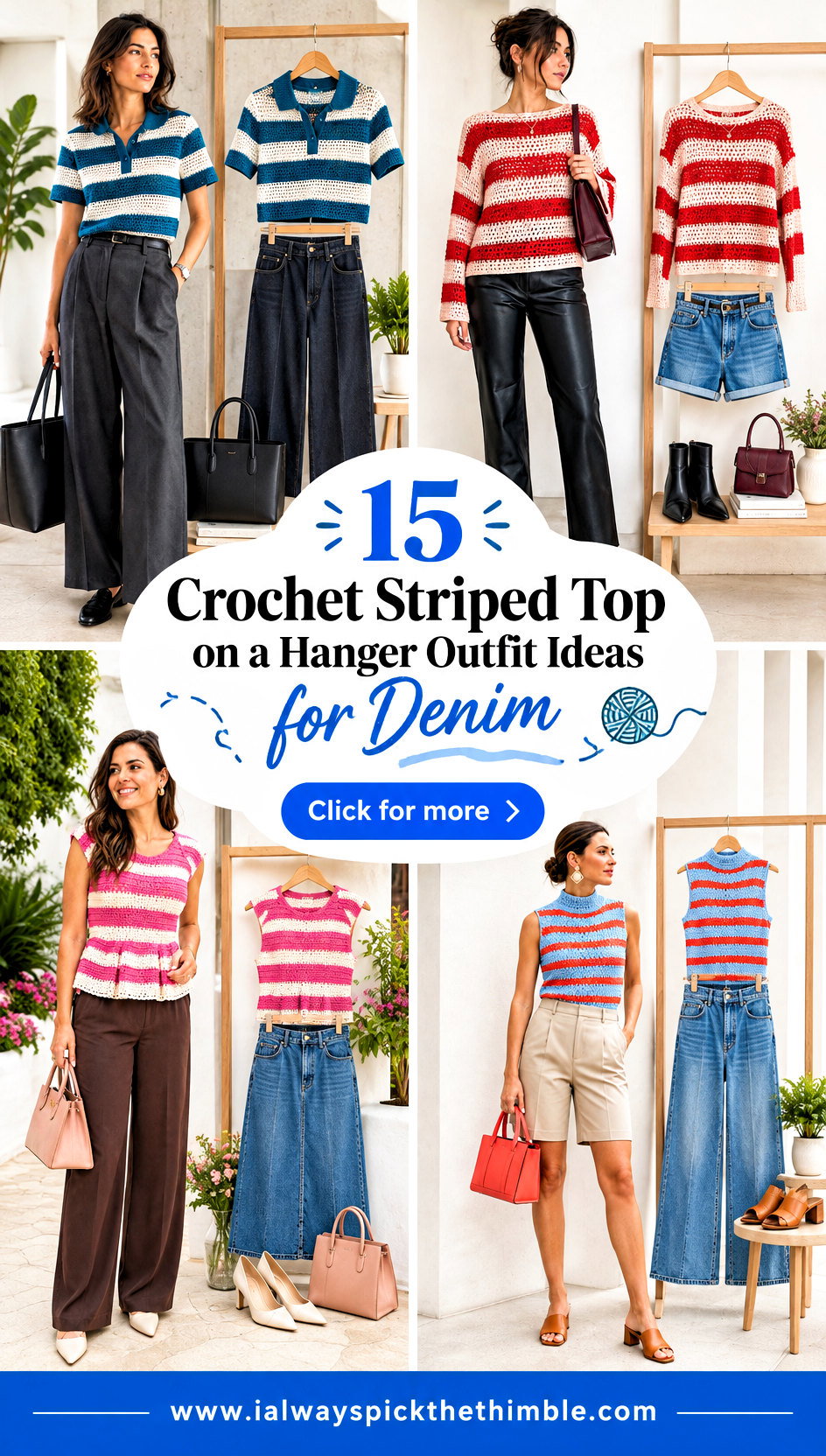 15 Crochet Striped Top on a Hanger Outfit Ideas for Denim - 15 Crochet Striped Top on a Hanger Outfit Ideas for Denim